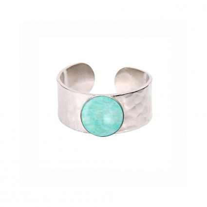 Bague HELLES Anneau Argenté Cabochon Amazonite