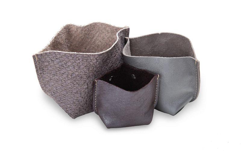 Three-Porteur "Bandit Manchot" Cuir Gris Croco 8,5x13,5xD17cm