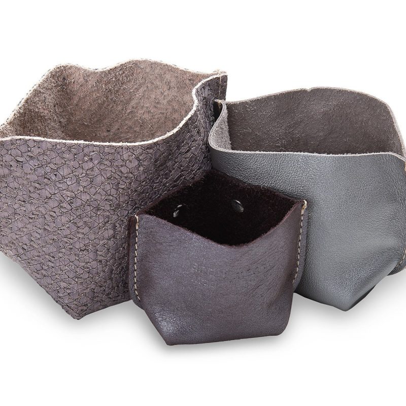 Three-Porteur "Bandit Manchot" Cuir Gris Croco 8,5x13,5xD17cm