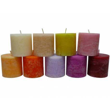 Bougie de Cire Parfumée Fruitée ou Florale Cylindrique pour Photophores ou à Poser 6x6x6cm