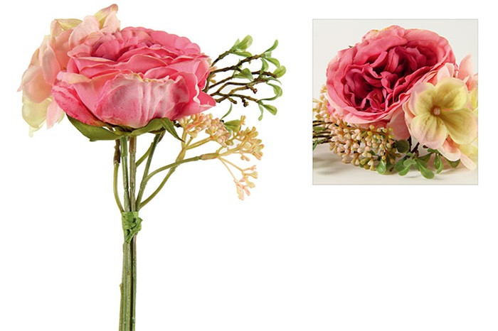 Rose Obert Fushia Artificielle H20cm