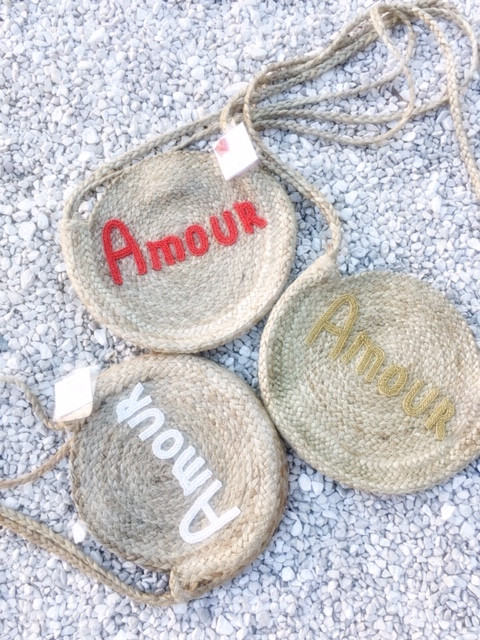 Sac Rond en Toile de Jute "Amour" 26x4cm