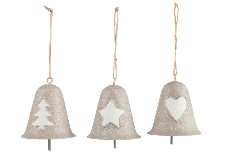 Cloche en Métal Pailleté Coeur, Etoile ou Sapin 10x8x8cm