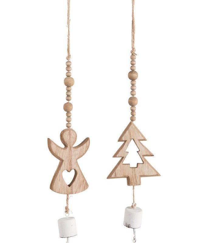 Suspension en Bois Naturel Ange ou Sapin 39x7,5x1,3cm