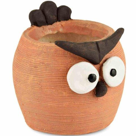 Cachepot Hibou aux Grands Yeux en Résine 9x8x8cm