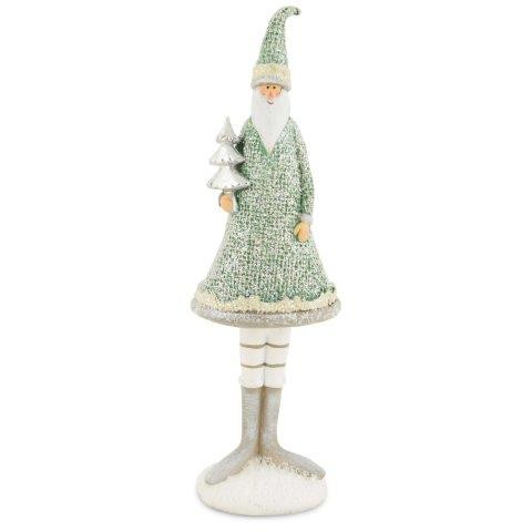 Père Noël avec Sapin en Résine, Vert 7x5x22cm