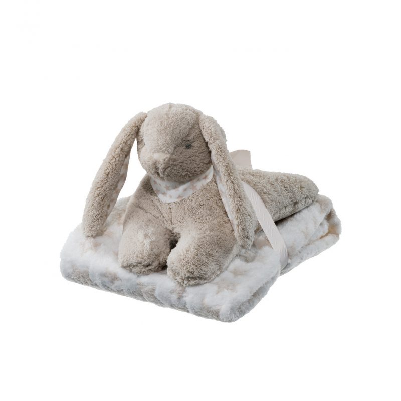 Peluche & Plaid Lapin Beige H20 cm / 70x100cm