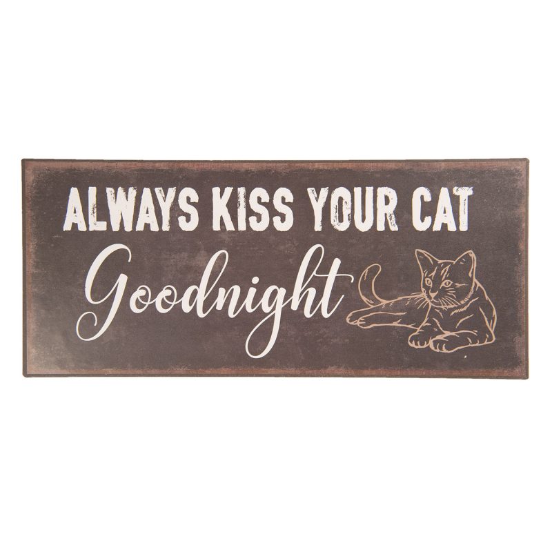 Plaque Décorative "Goodnight Cat" Métal 30x13cm