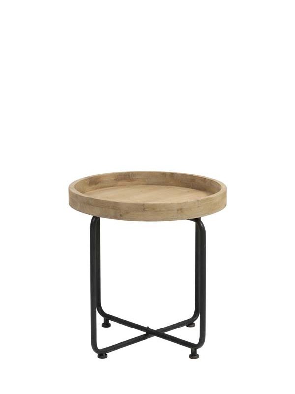 Table d’appoint Ø44,5x65 cm TIKAL Métal Noir & Bois