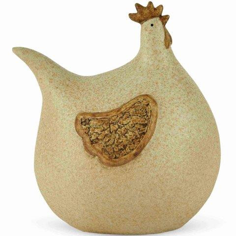 Déco Poule Ronde en Résine Grise 11x9x12cm