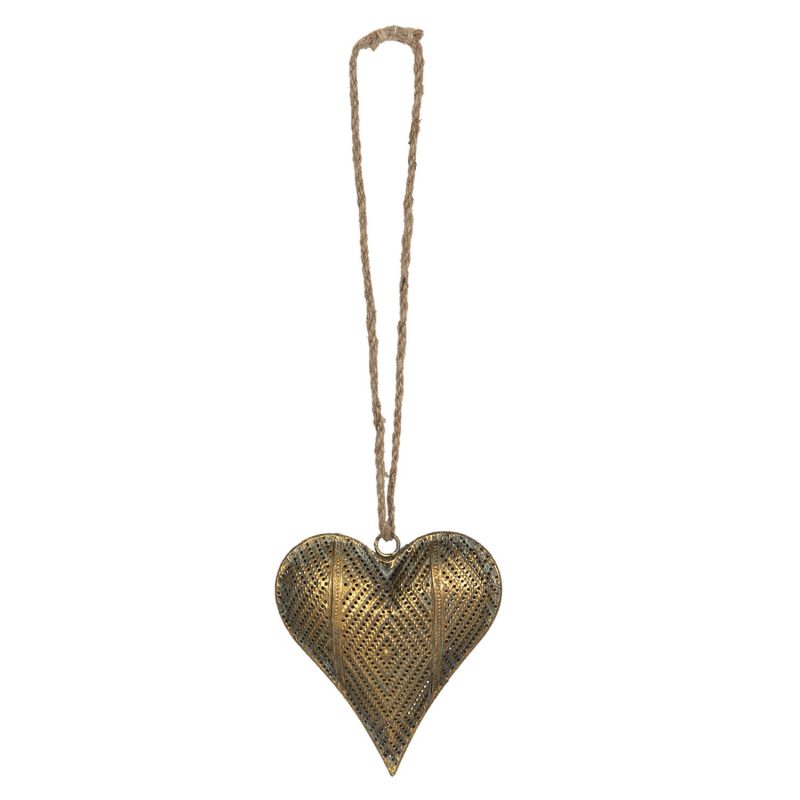Pendentif Coeur en Métal Antique avec Corde 14x4x16cm