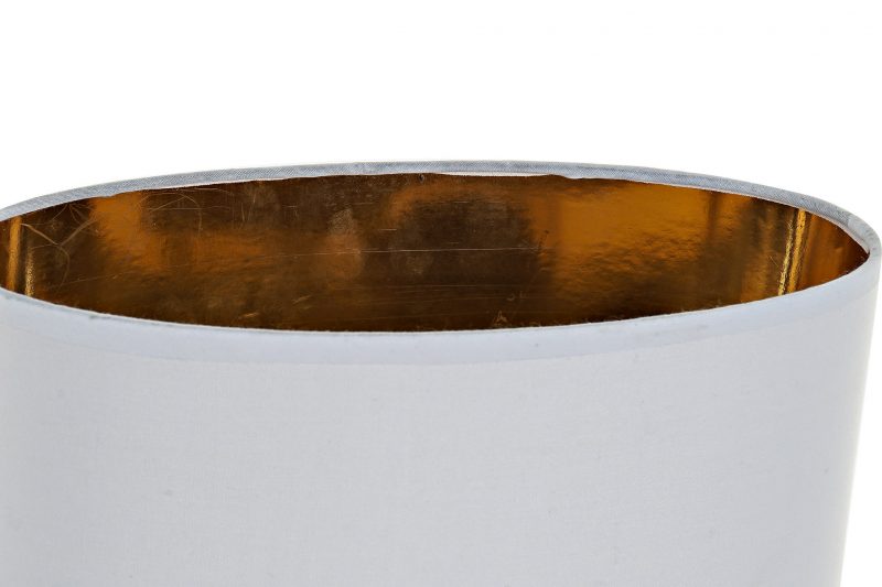 Lampe de Table en Métal Doré Abat-Jour Coton Blanc 26x13x51cm