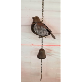 Clochette de Jardin Oiseau en Métal Rouillé 16x7x60cm
