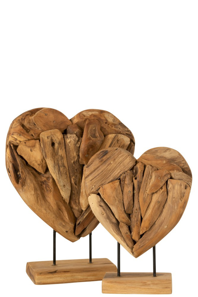 Coeur sur Pied en Tek Naturel 41x12,5x49,5cm