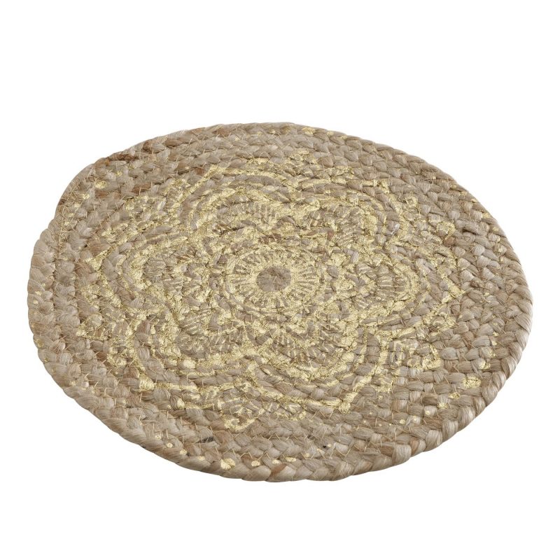 Set de Table Mandala en Jute Naturel et Doré D.30cm