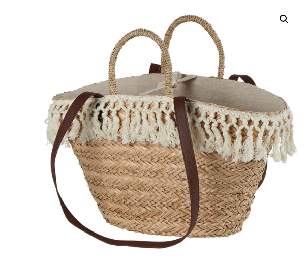 Panier en Herbier Marin Frange Pompons 40cm Sweet Maloryne