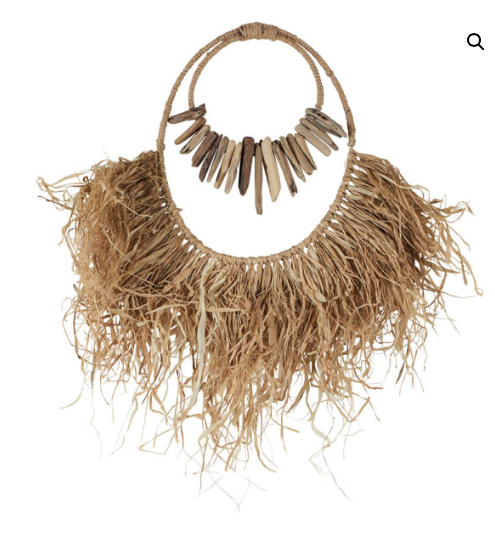 Décoration Murale Paille et Bois Flotté 60x65x1,5cm