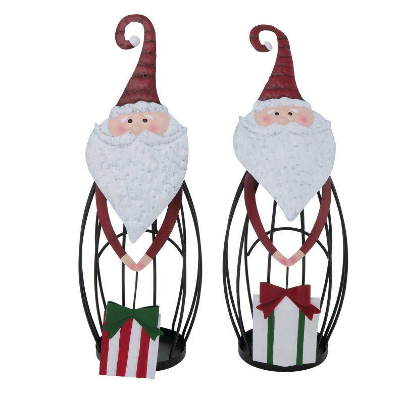 Lanterne Santa Klaus en Fer Laqué 2 Modèles au Choix H.34cm – Image 2