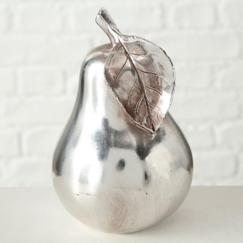 Poire en Résine Argentée H.15cm – Image 3