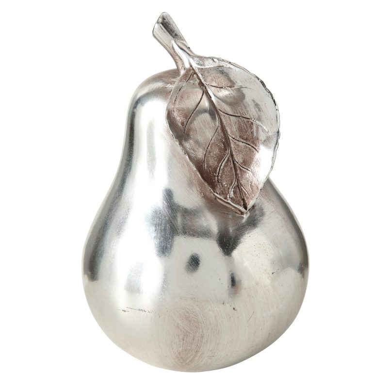 Poire en Résine Argentée H.15cm