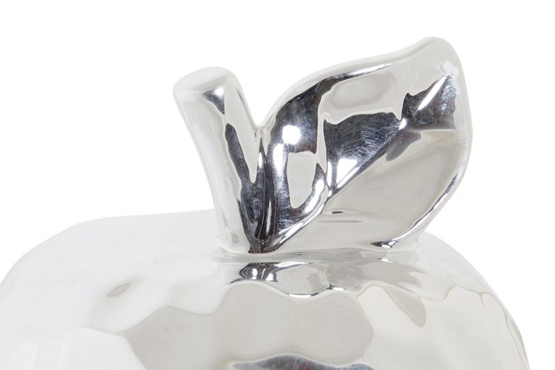 Pomme en Porcelaine Argent Chromé 14x15x15cm – Image 2