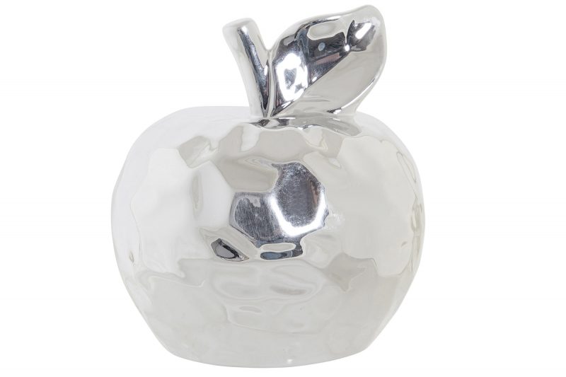 Pomme en Porcelaine Argent Chromé 14x15x15cm – Image 3