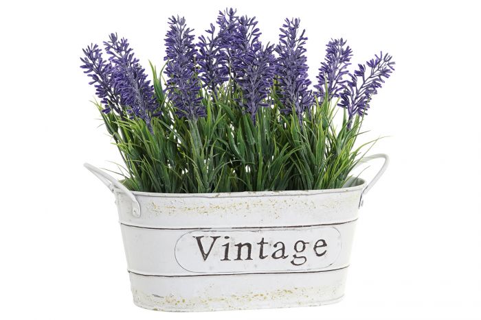 Pot Vintage avec Lavande en PVC 24x11x20cm
