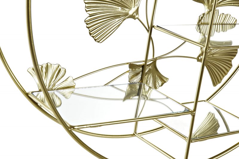 Etagère Ginkgo en Métal Doré et Miroir 55x12x55cm – Image 3