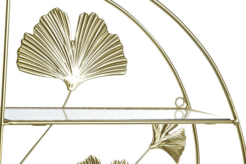 Etagère Ginkgo en Métal Doré et Miroir 55x12x55cm – Image 2