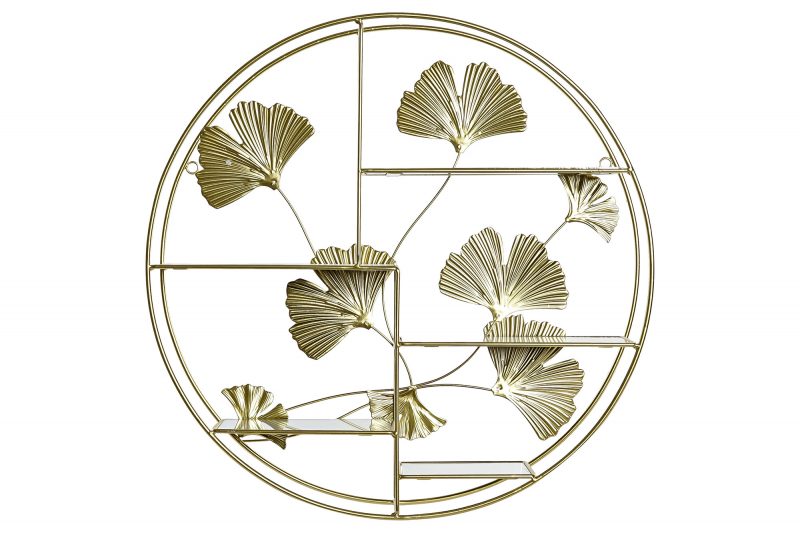 Etagère Ginkgo en Métal Doré et Miroir 55x12x55cm – Image 4