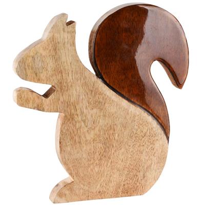 Ecureuil en Bois Naturel 25x25x3cm