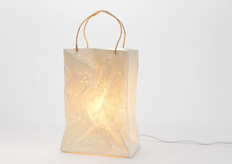 Lampe "Sac" en Porcelaine E14 25x10,5x18cm