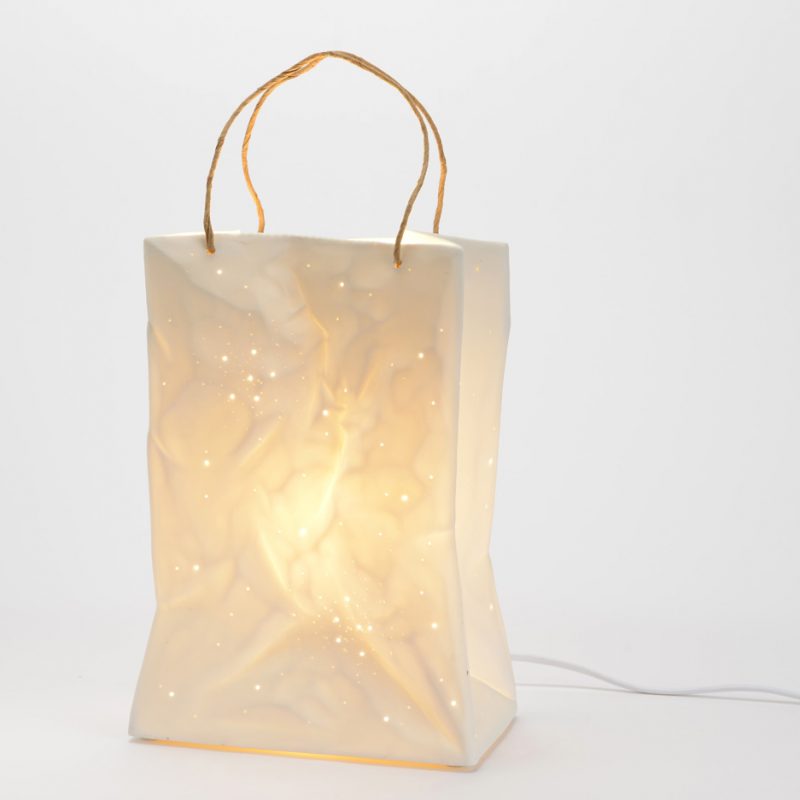 Lampe "Sac" en Porcelaine E14 25x10,5x18cm