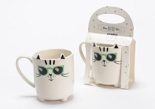 Mug "Chat" en Porcelaine 11,5x8x10cm