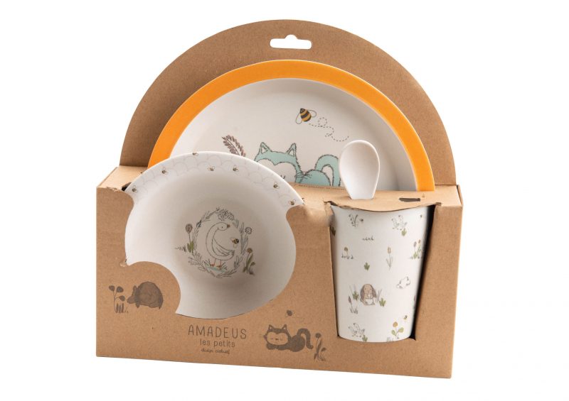 Coffret "Leon le Chaton" 5 Pièces en Fibre de Bambou, Maïs 5x15x20cm – Image 2