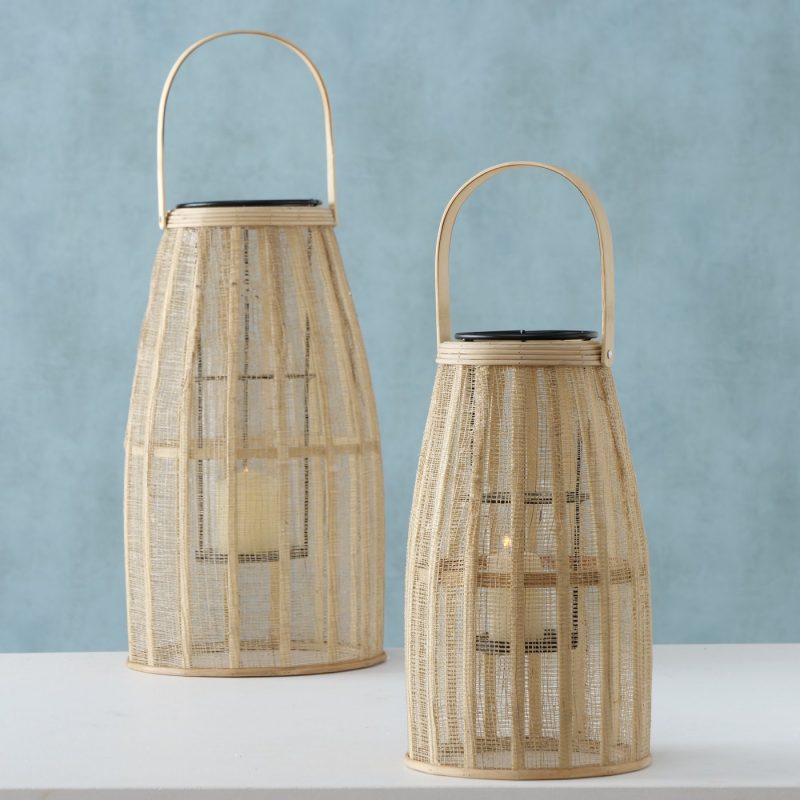 Lanterne "Namur" en Rotin Naturel H.32cm