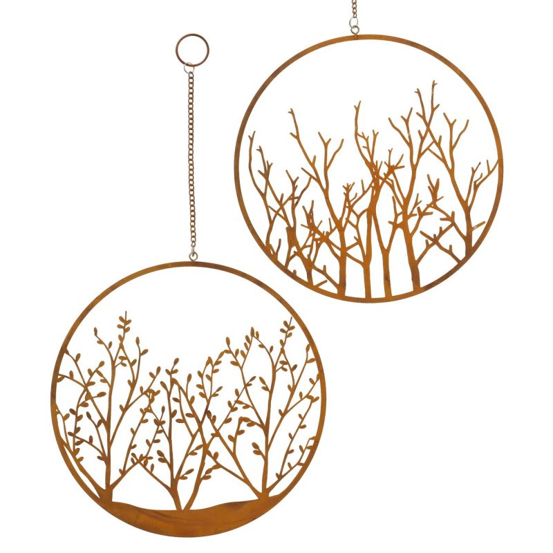 Suspension "Astano" Rond en Métal Rouillé 2 Modèles au Choix D.25cm