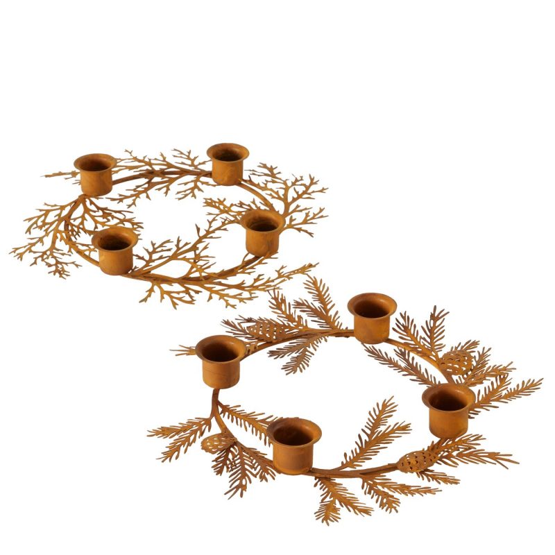 Couronne Chandelier "Calino" Branches en Métal Rouillé 2 Modèles au Choix H.3cm