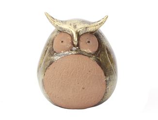 Hibou Antique Bronze en Céramique H.13,5cm