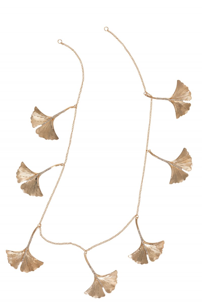 Guirlande Feuilles de Ginkgo en Métal Doré 100x0,3x10cm