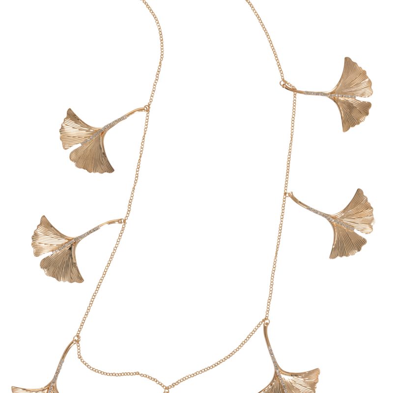 Guirlande Feuilles de Ginkgo en Métal Doré 100x0,3x10cm