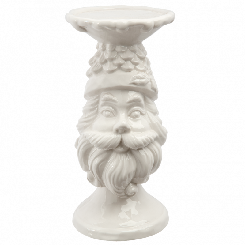 Bougeoir Santa en Céramique Blanche Diam.10x 21cm