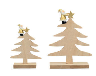 Sapin en Bois Naturel avec Santa Lilian 16x5x21cm