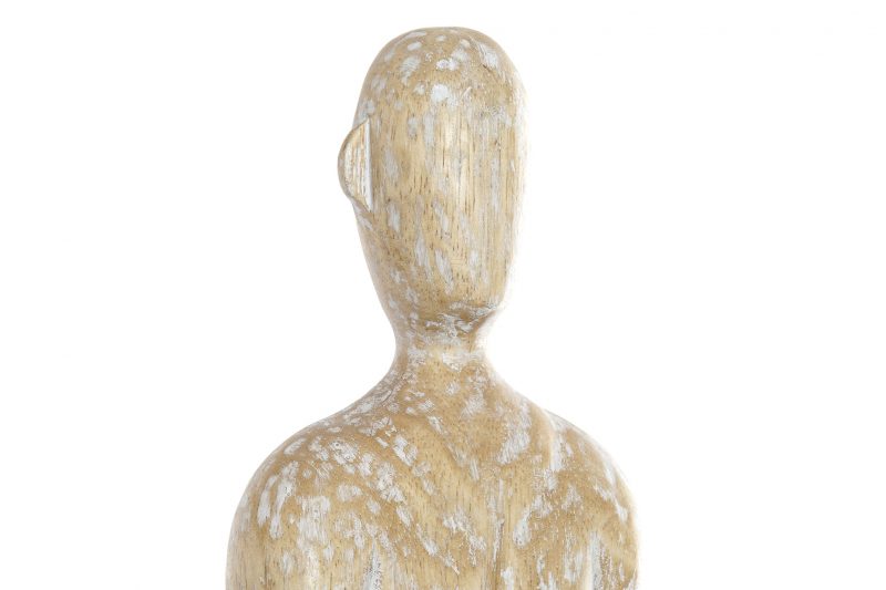 Sculpture Homme "Albasia" en Bois Décapé et Métal 14x11x74cm – Image 3