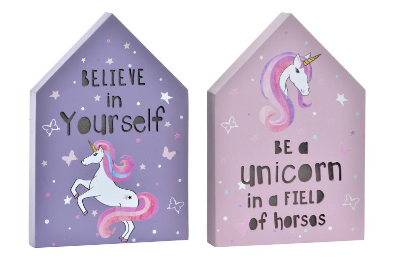Veilleuse Lumineuse "Licorne" en Bois 2 Modèles au Choix 17x3,5x25cm