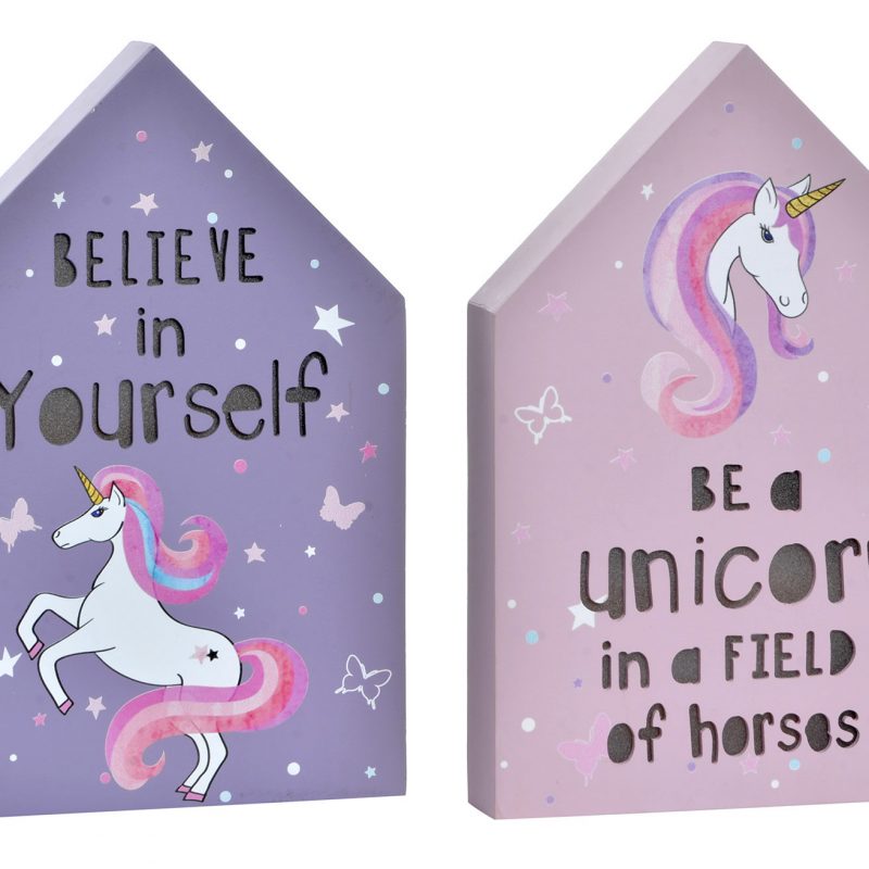 Veilleuse Lumineuse "Licorne" en Bois 2 Modèles au Choix 17x3,5x25cm