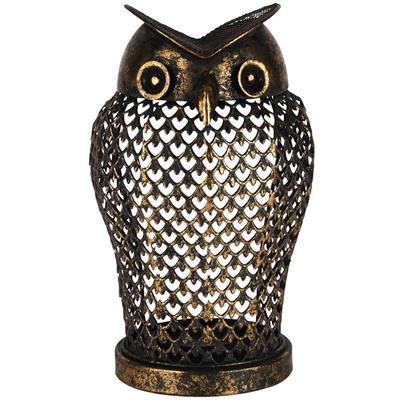 Lanterne Hibou en Métal Antique Ajouré 18x18x30cm