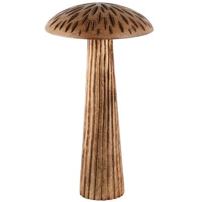 Champignon "Carved" en Bois Naturel 14x14x25cm