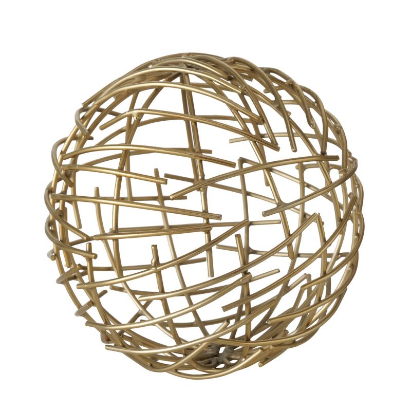 Sphère en Métal Doré Brillant Diam.11cm – Image 2