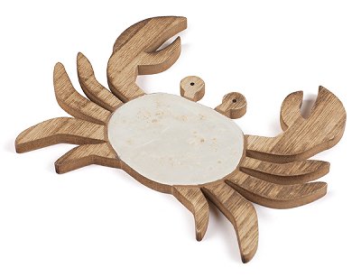 Crâbe en Bois Naturel Fait Main 18cm